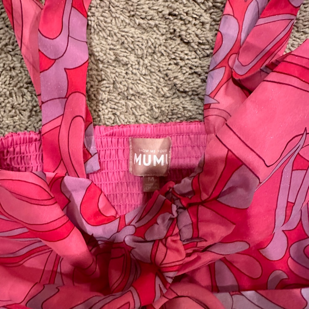 Show me your Mumu Pink Red Hearts heart print pink red purple dress - Picture 2 of 5